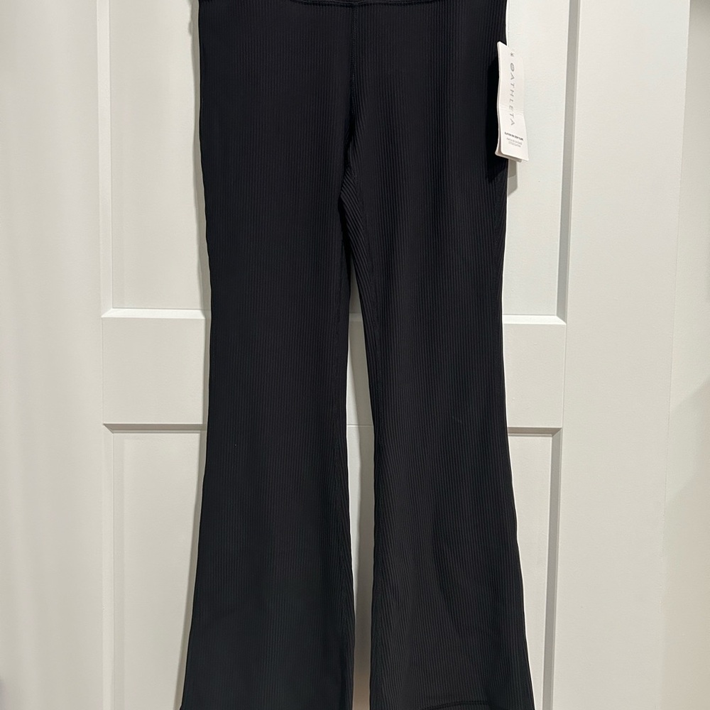 Athleta Black Elation Rib Crop Flare Pants